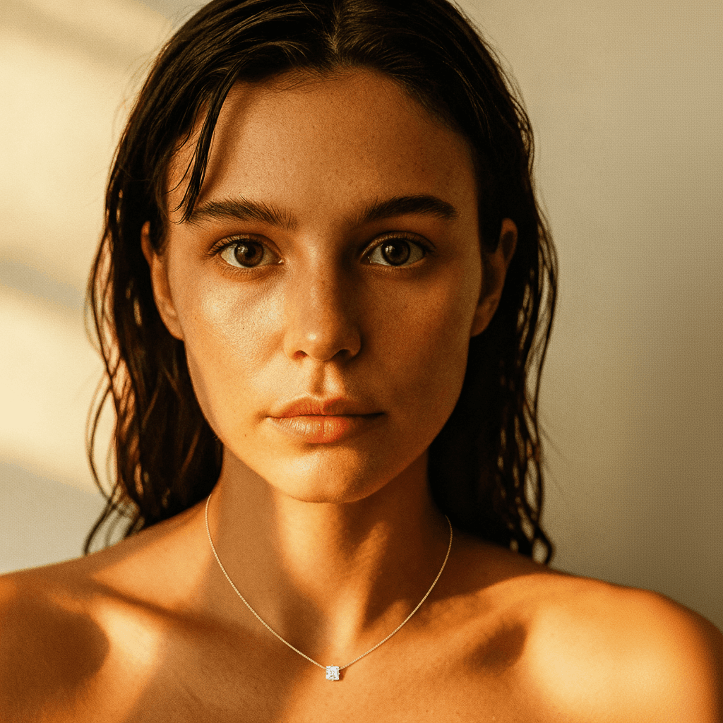 Gargantinha C Pedra Cristal Quadrada Banh Ouro 18k - Cl02072