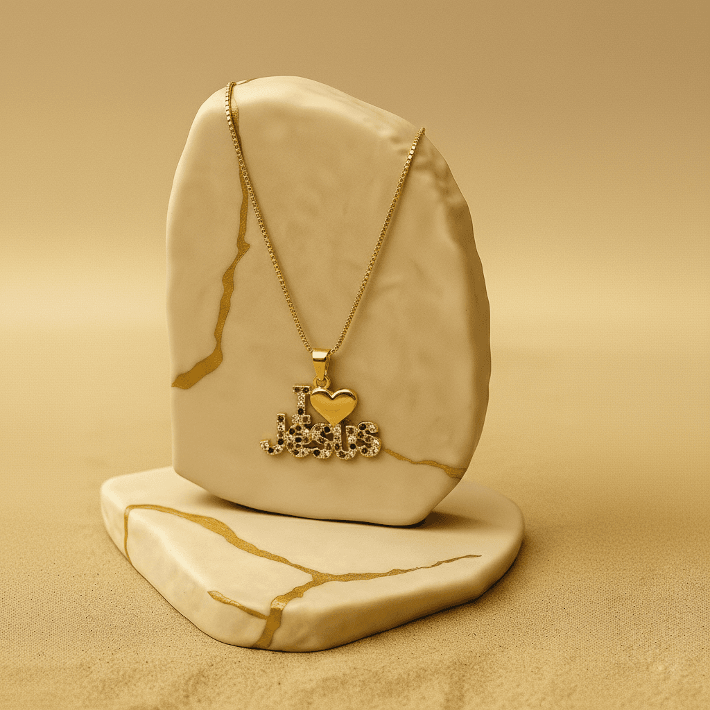 Gargantilha Jesus Cravejado Color Banh Ouro 18k- Gf8563