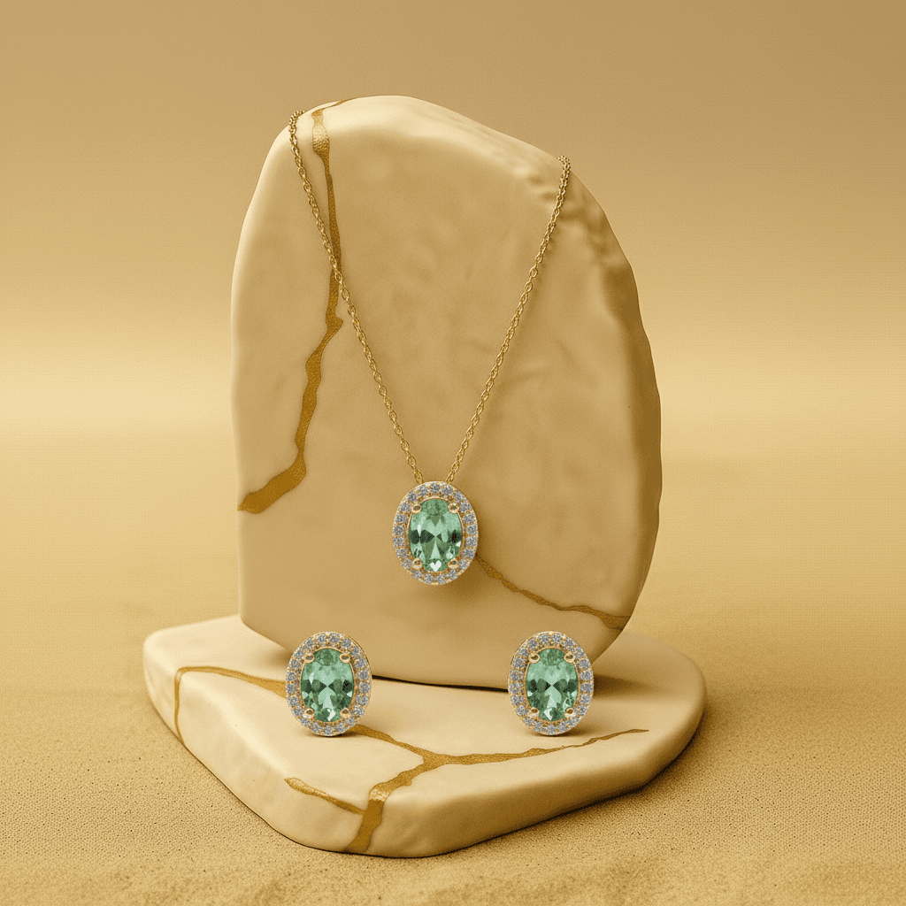 Conjunto Colar E Brinco Ametista Banh Ouro 18k - 12775