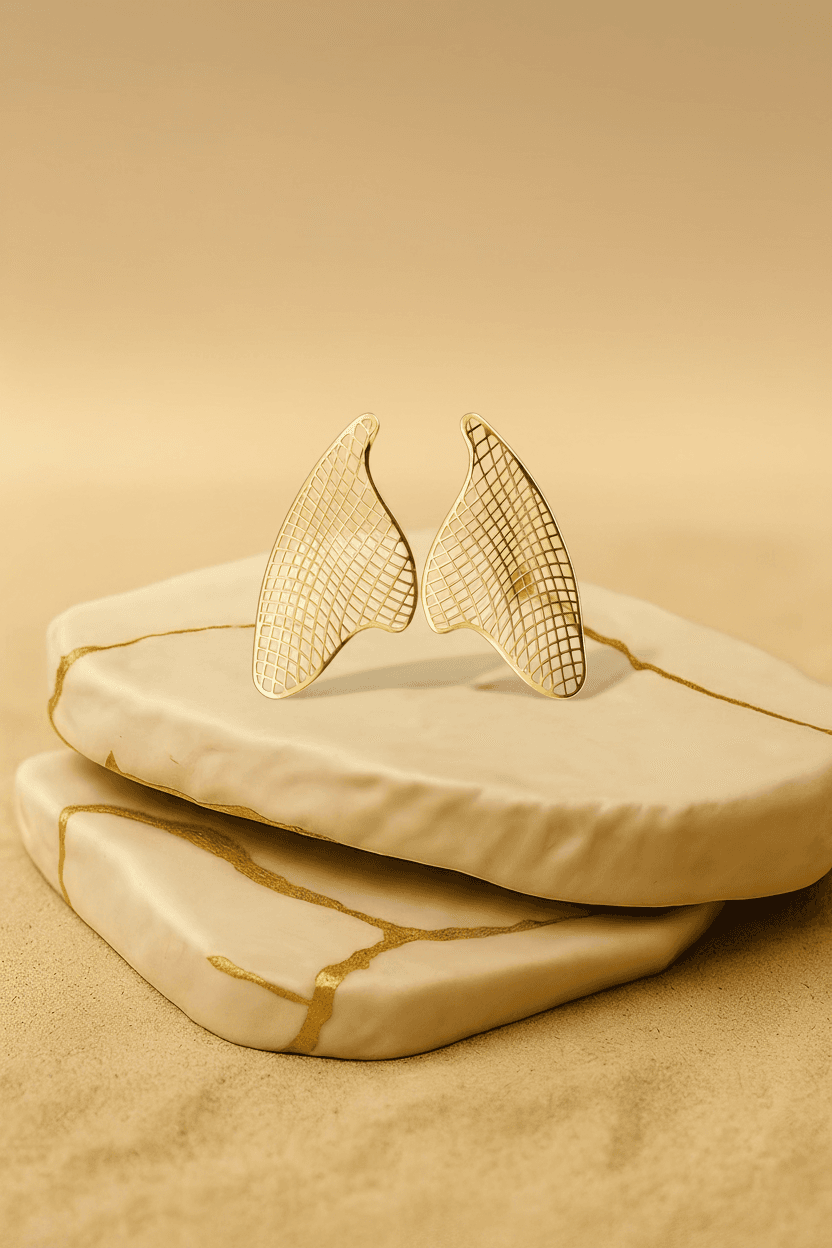 Brinco Organico Modinha Medio Banh Ouro 18k- Br08577