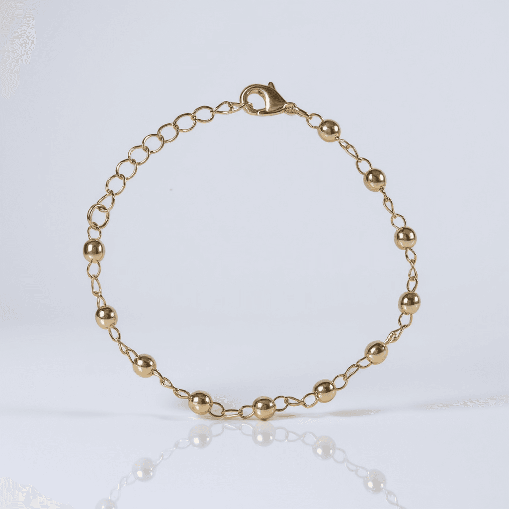 Pulseira Inf Esferas Med Banh Ouro 18k - Pl1036