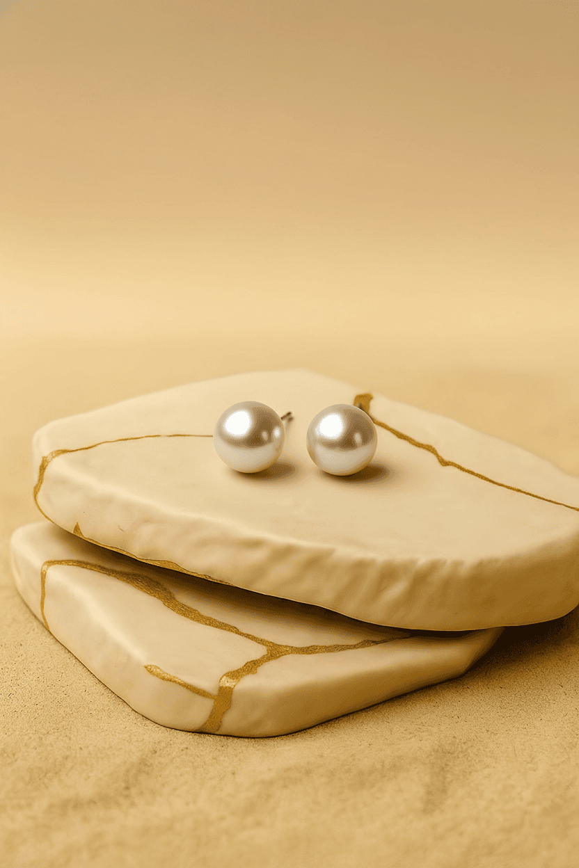 Brinco Perola Gg Base Banh Ouro 18k- Bimp12