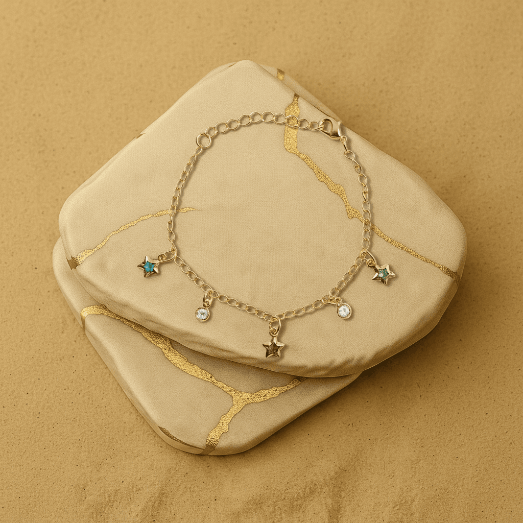 Pulseira Inf Estrelas Col E Pedras Banh Ouro 18k - Pl1056