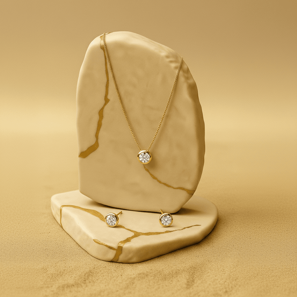 Conjunto Colar E Brinco Ponto Luz Gd Banh Ouro 18k - Cj0031