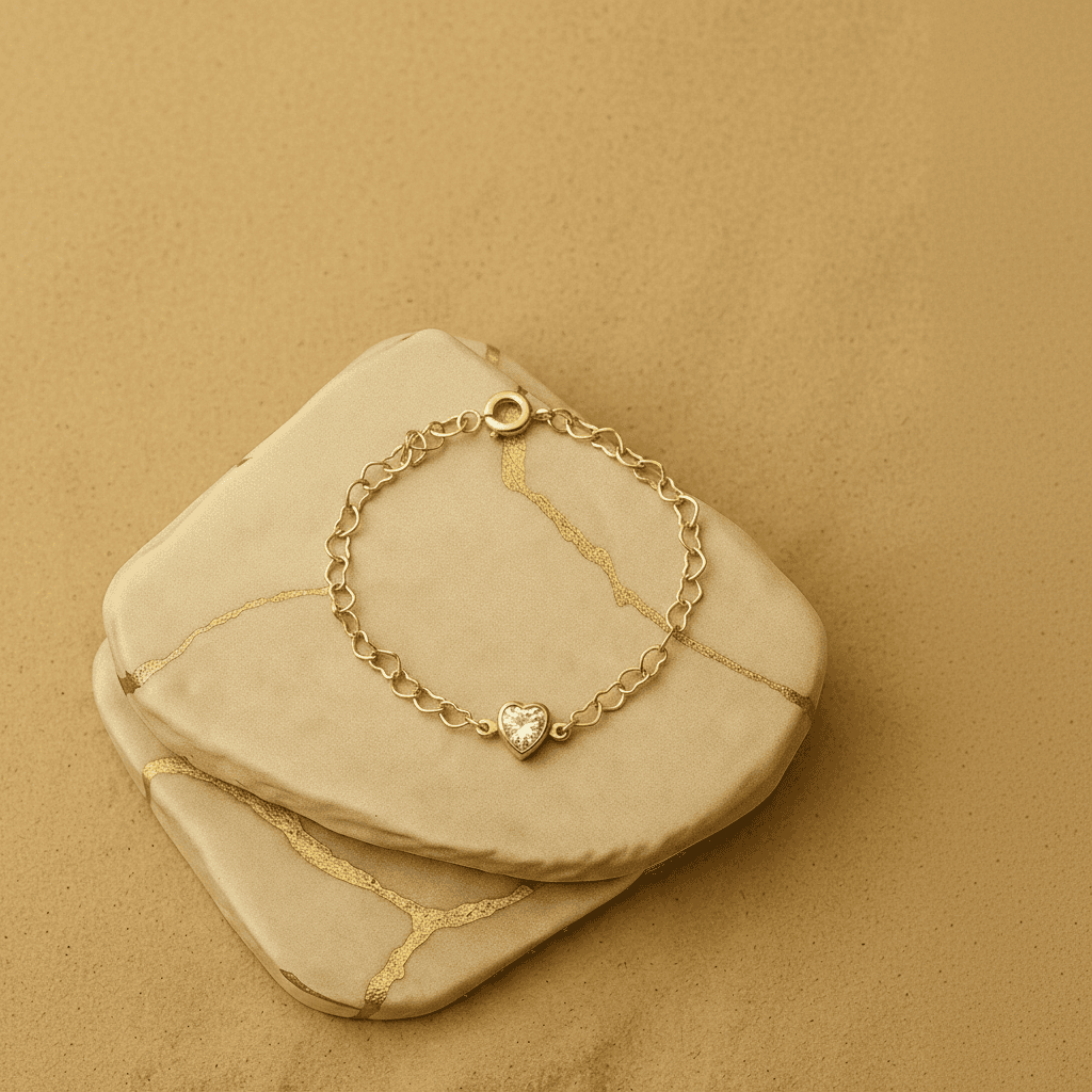 Pulseira Inf Coracao Vazado C Coracao Zirc Banh Ouro 18k- Pl03148