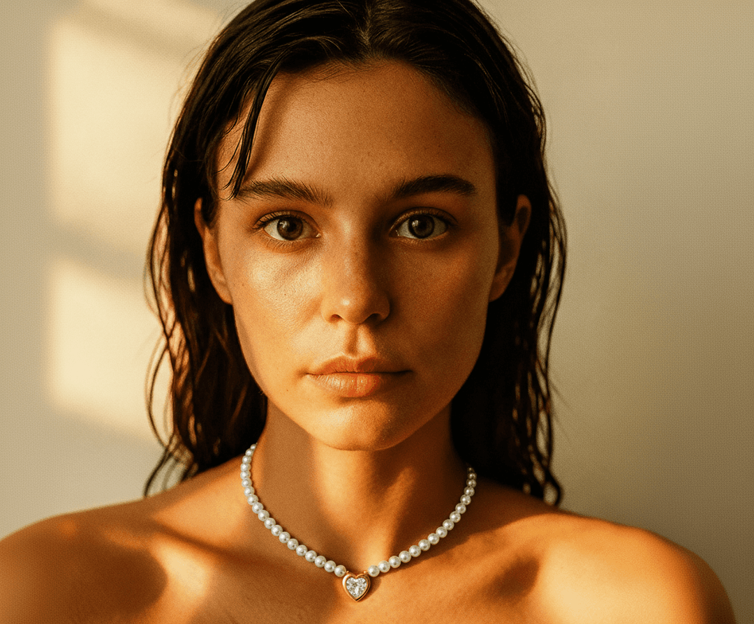 Gargantilha Perolas C Coracao Banh Ouro 18k - Gz685