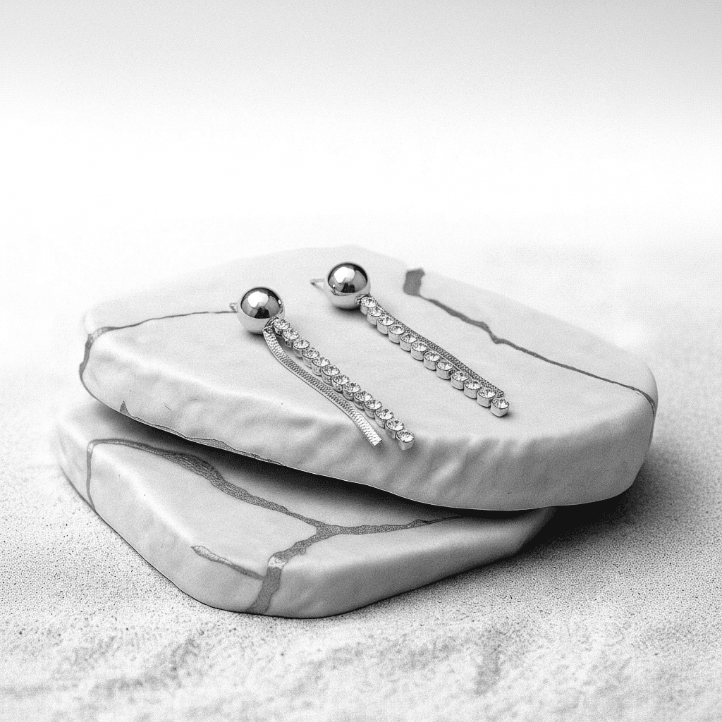 Brinco Festa Strass E Malha Rodio Branco - Br6959