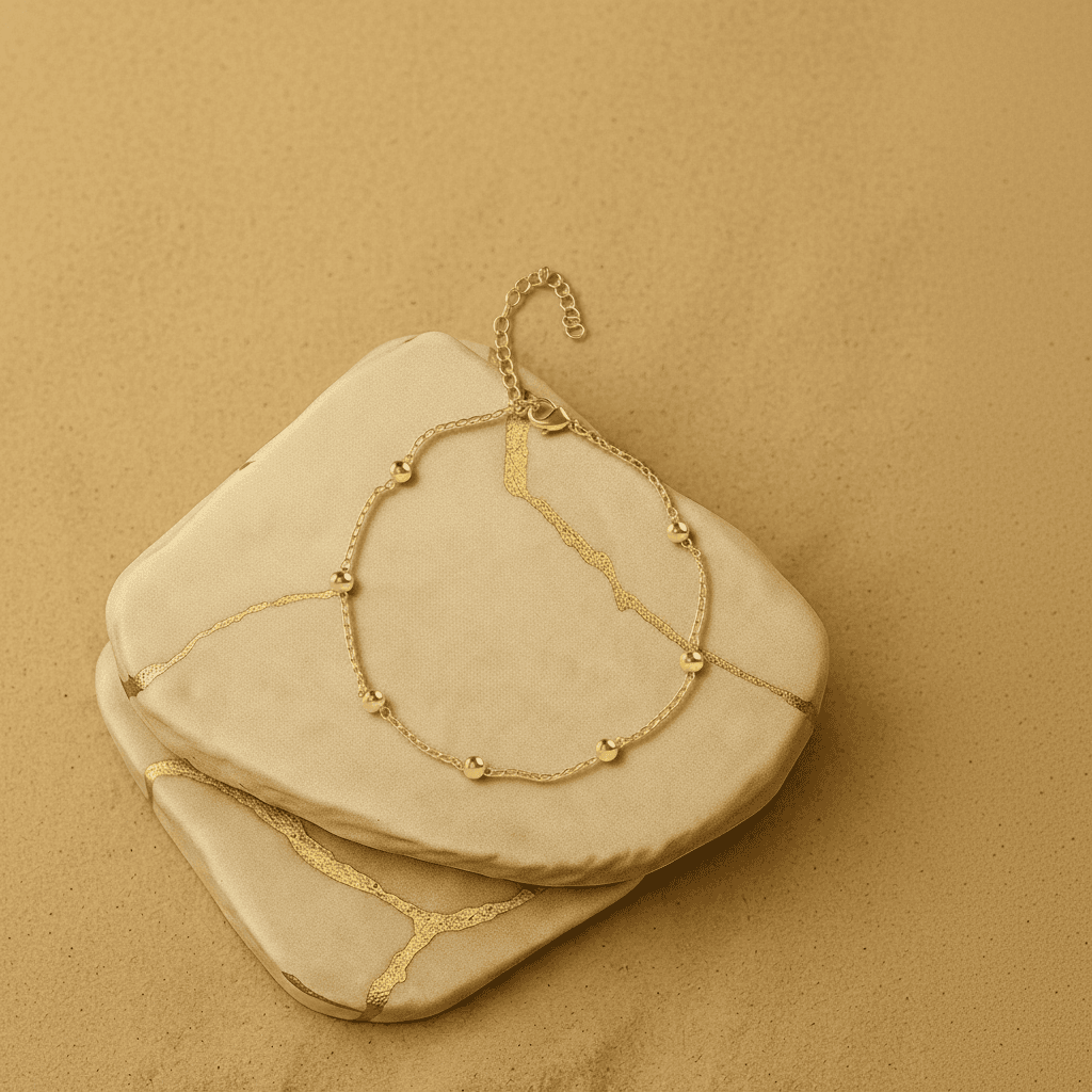 Tornozeleira Esferas Med Banh Ouro 18k - T181