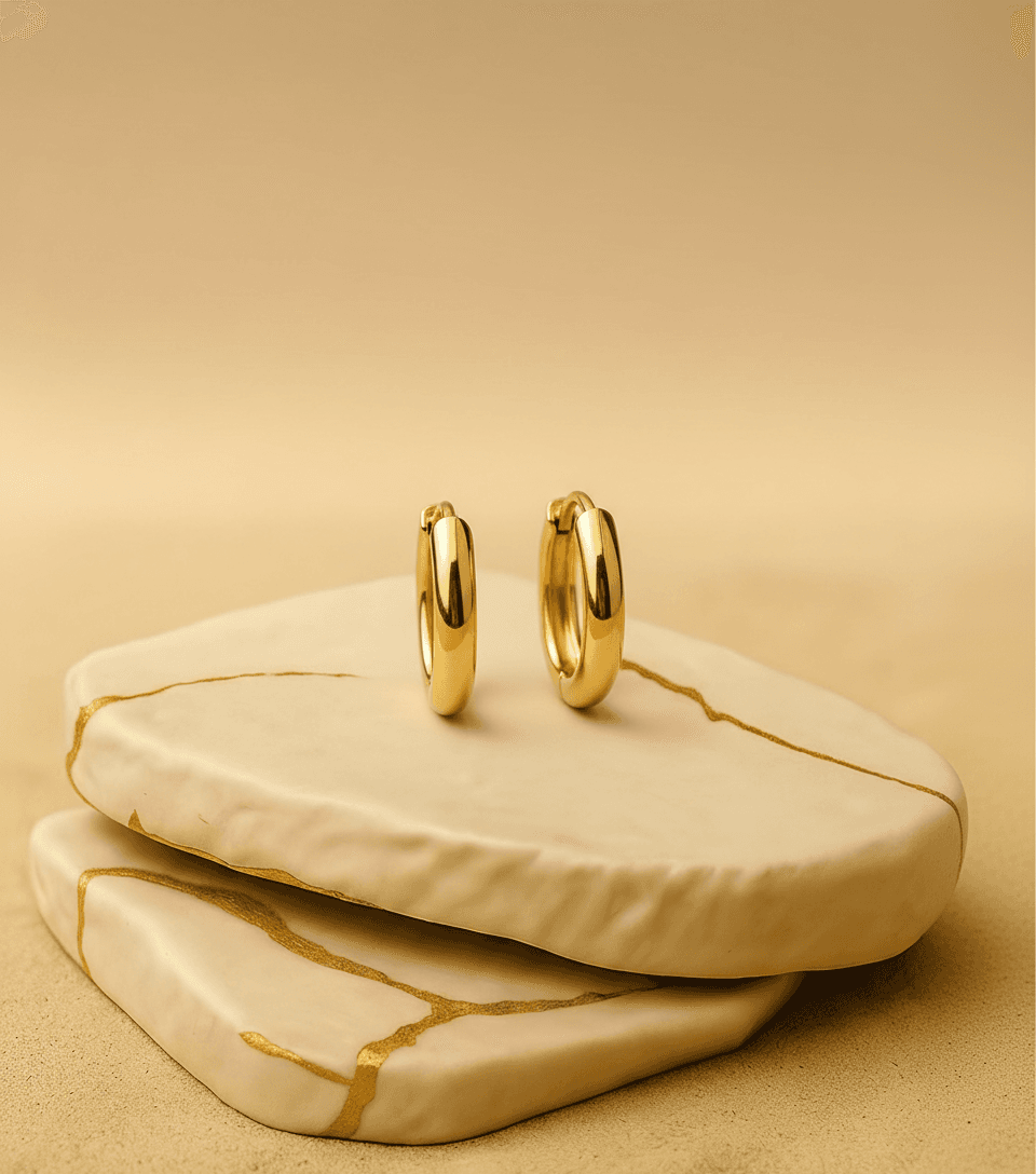 Brinco Argola  Articulado Liso G Banh Ouro 18k - Brx226g