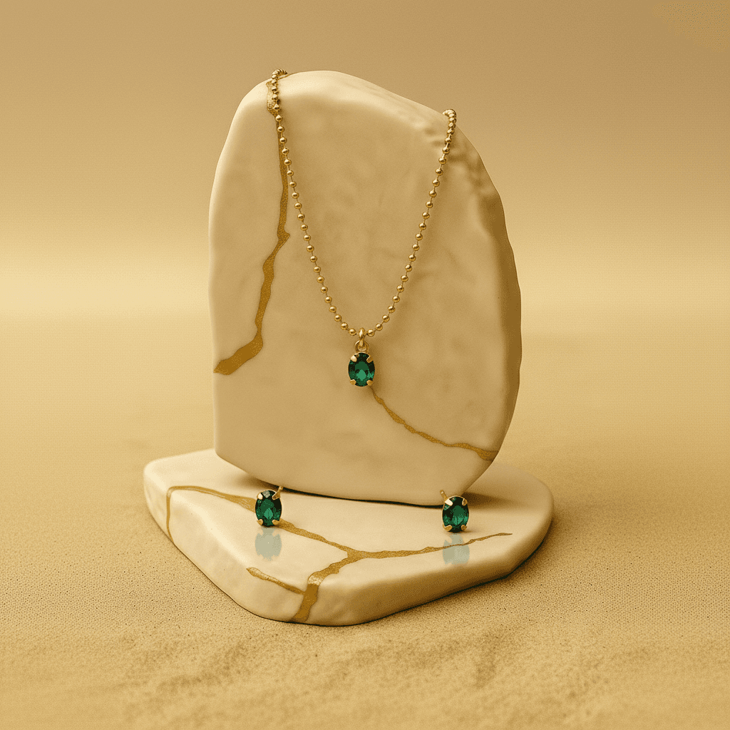 Conjunto Colar E Brinco Pedra Oval - Cz80